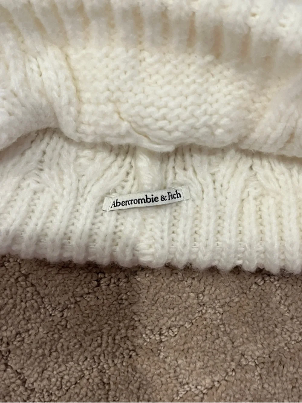 Kids Cream Cable Knit Pom Pom Beanie
